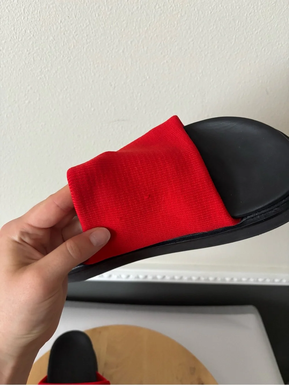 COS Red Slide Sandals with Black Platform